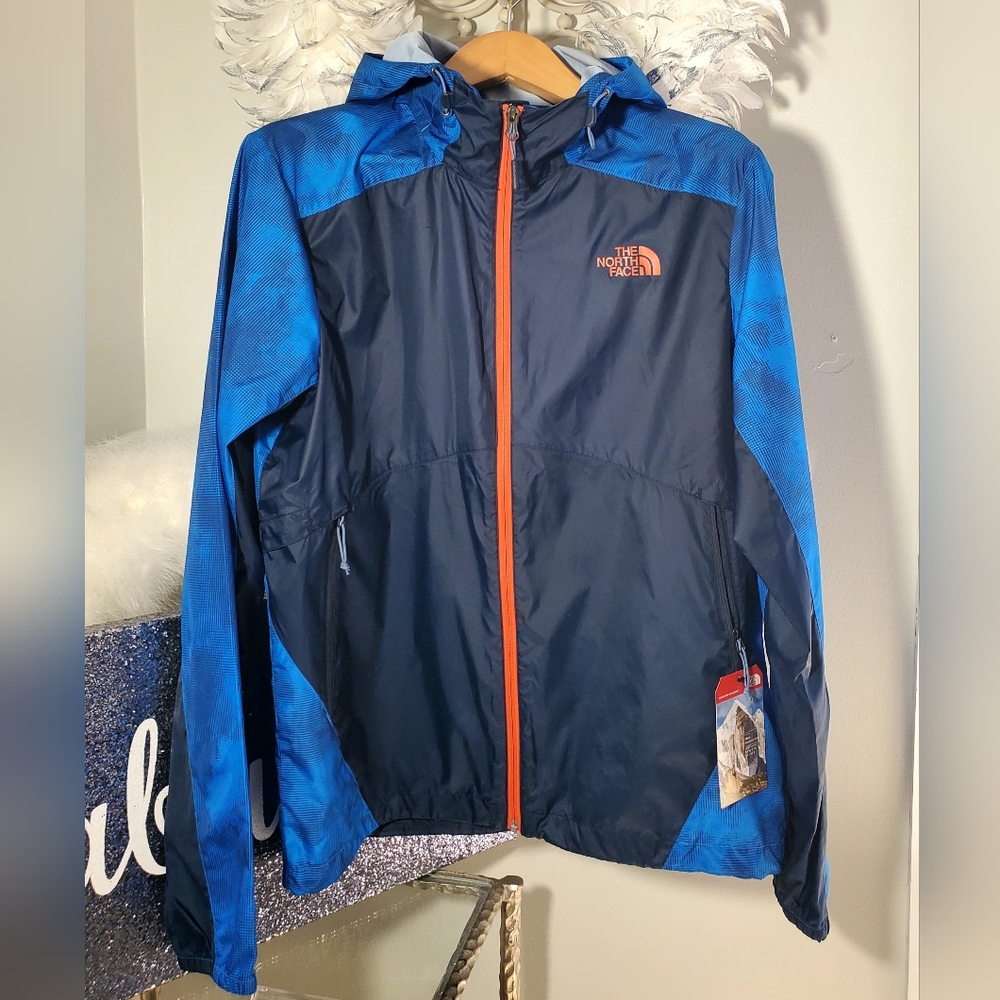 The North Face Navy And Blue Windbreaker Hooded Windwall Jacket Size M